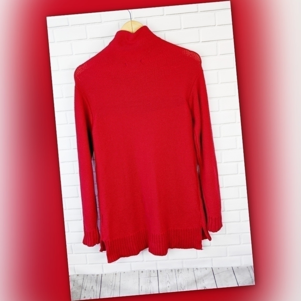 Chaps Red Cable Knit Cowl Neck Sweater Women's Medium - Picture 3 of 4
